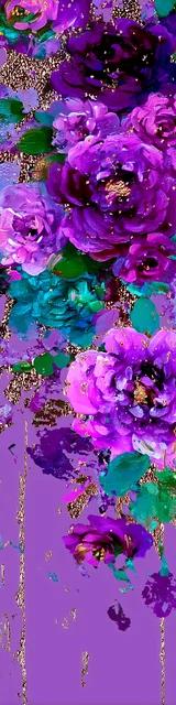 Free flower bookmark featuring roses arranged across the top in purple tones